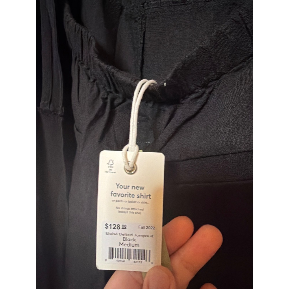 NWT Marine Layer M Eloise Belted Jumpsuit Black - Picture 3 of 4